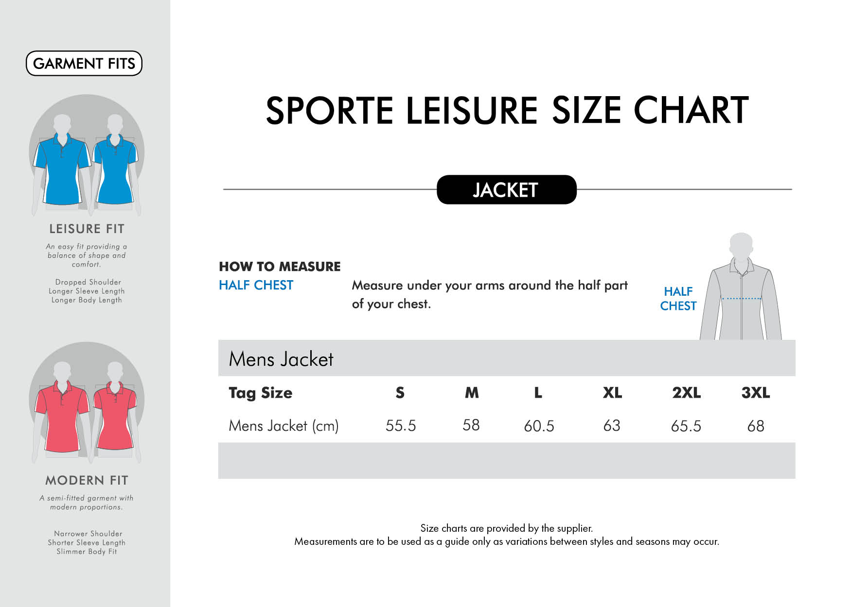 sporte leisure-jumpers-mens size chart